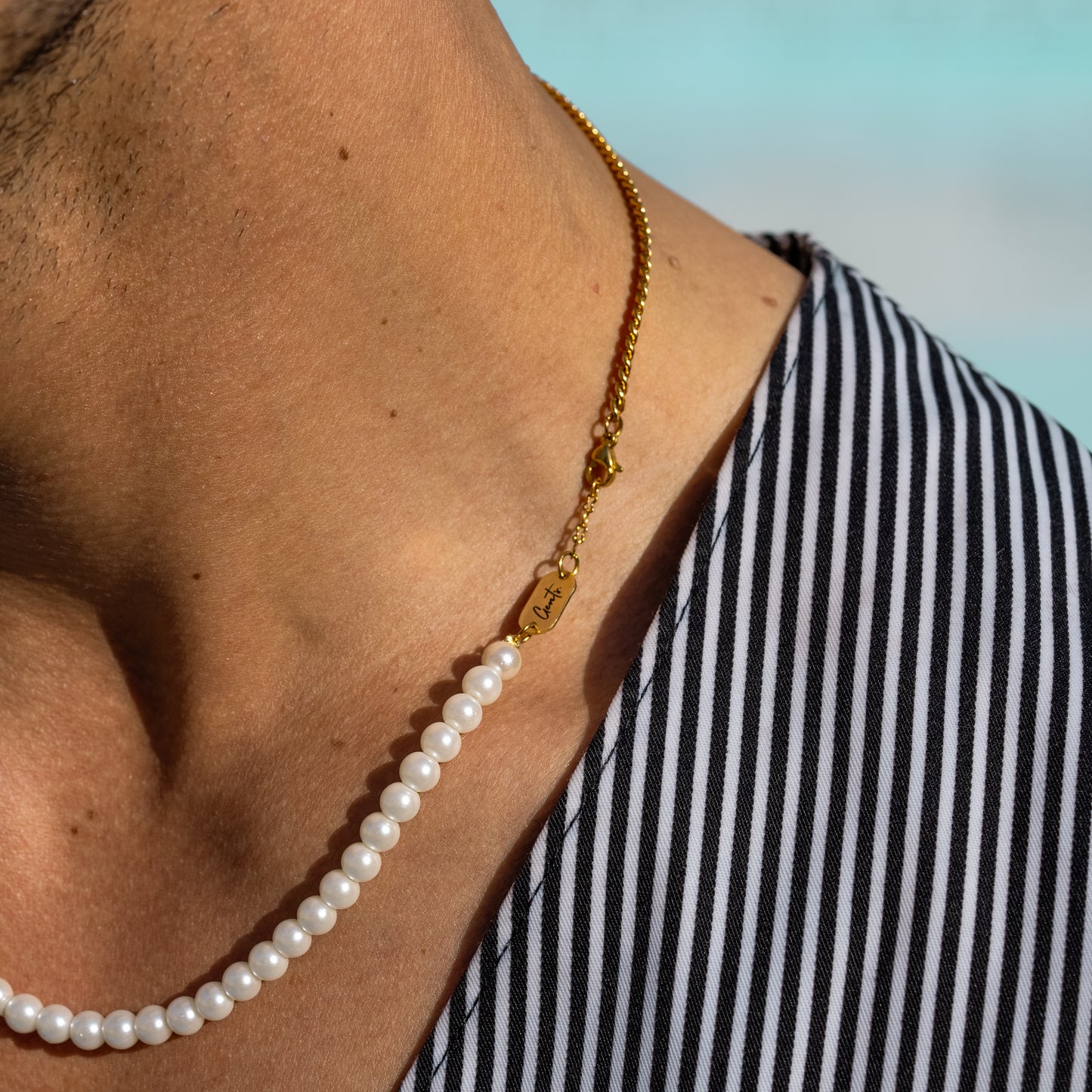Curb Chain, Fresh Pearl, Gold Vermeil.