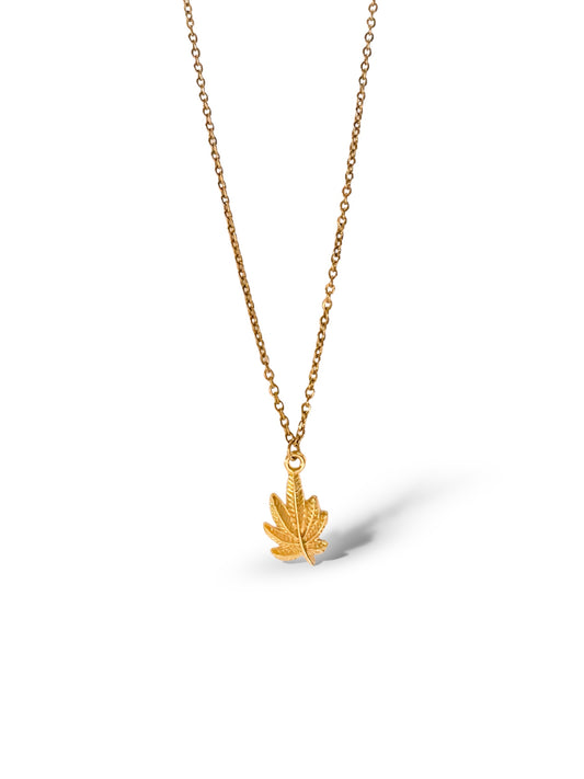 Cannabis Necklace, Vermeil Gold