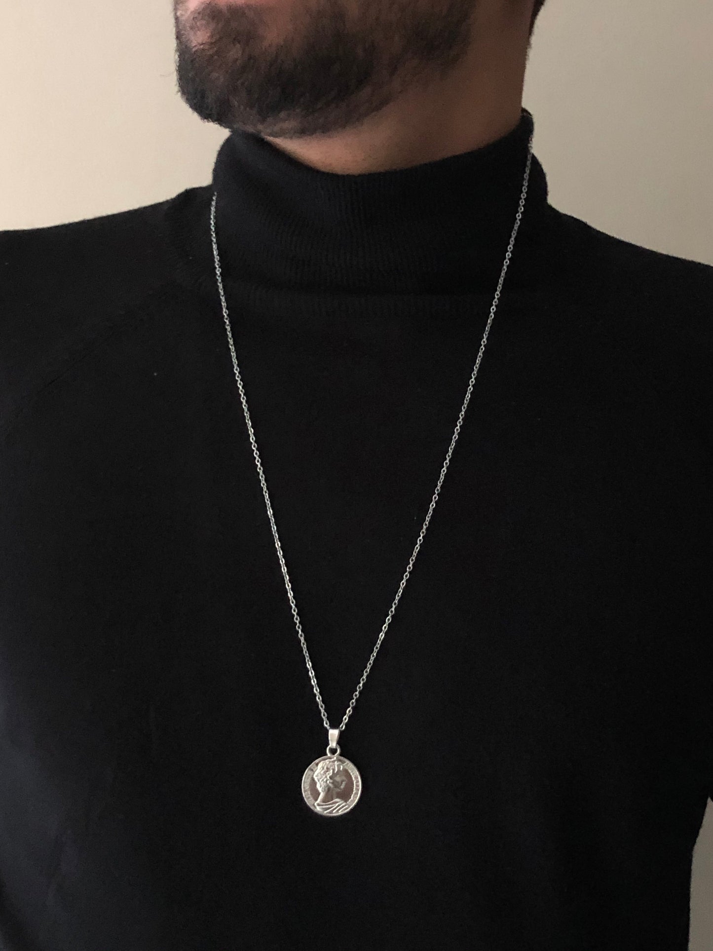 Coin Necklace, Sterling Silver