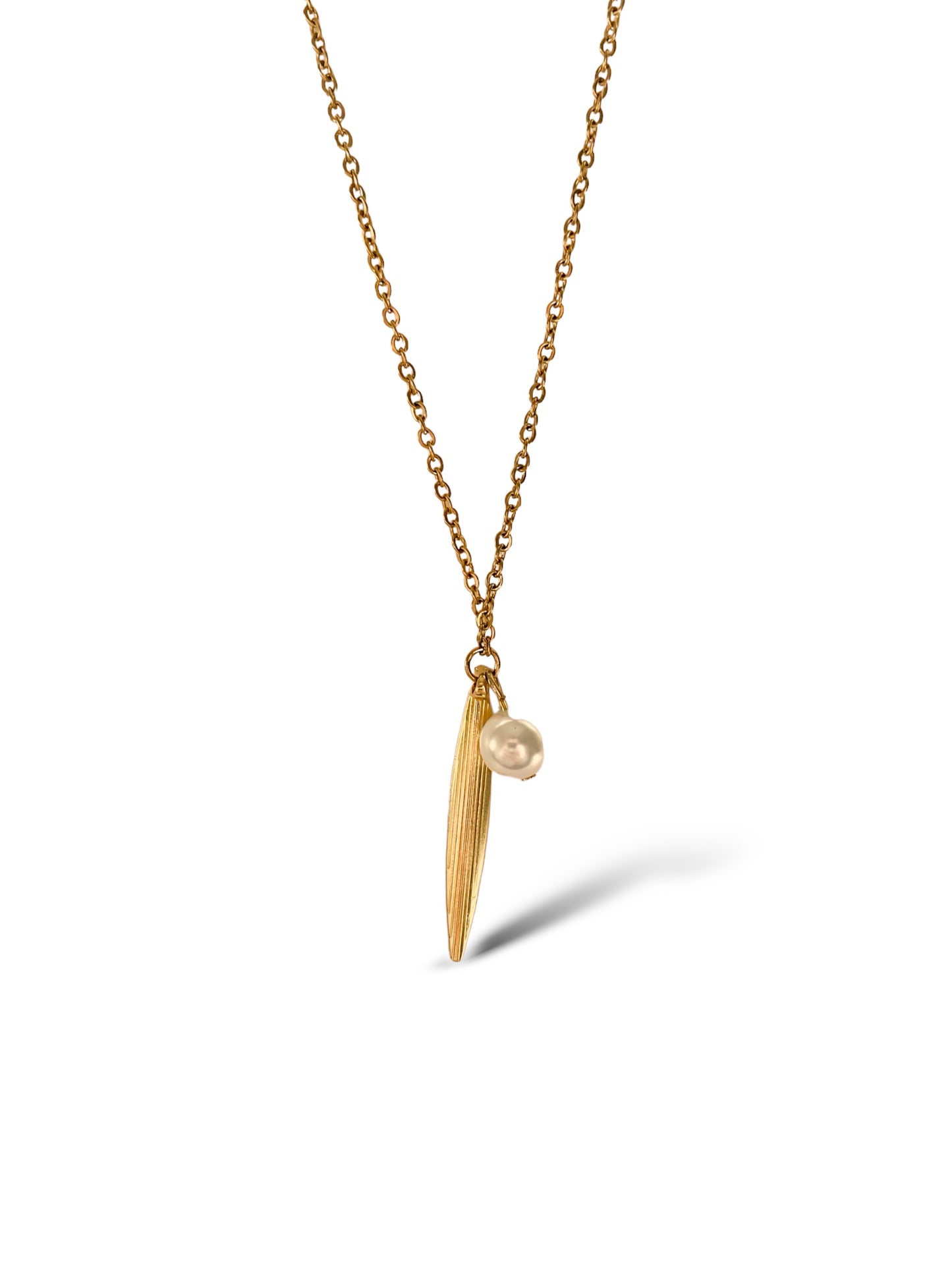 Arrow-Pearl Necklace, Vermeil Gold