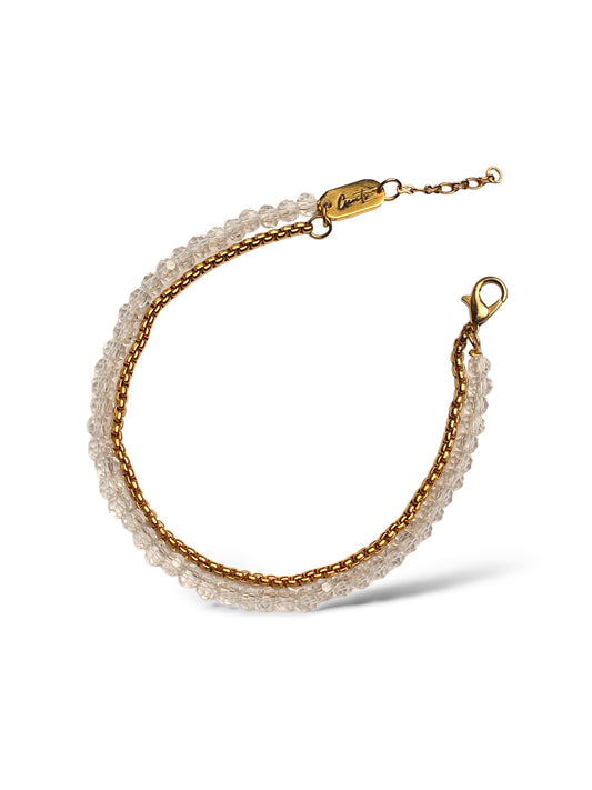 Box-Transparent Crystal Bracelet, Vermeil Gold.