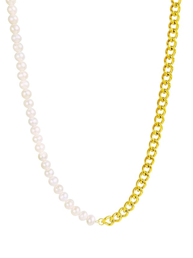 Curb Chain, Fresh Pearl, Gold Vermeil.