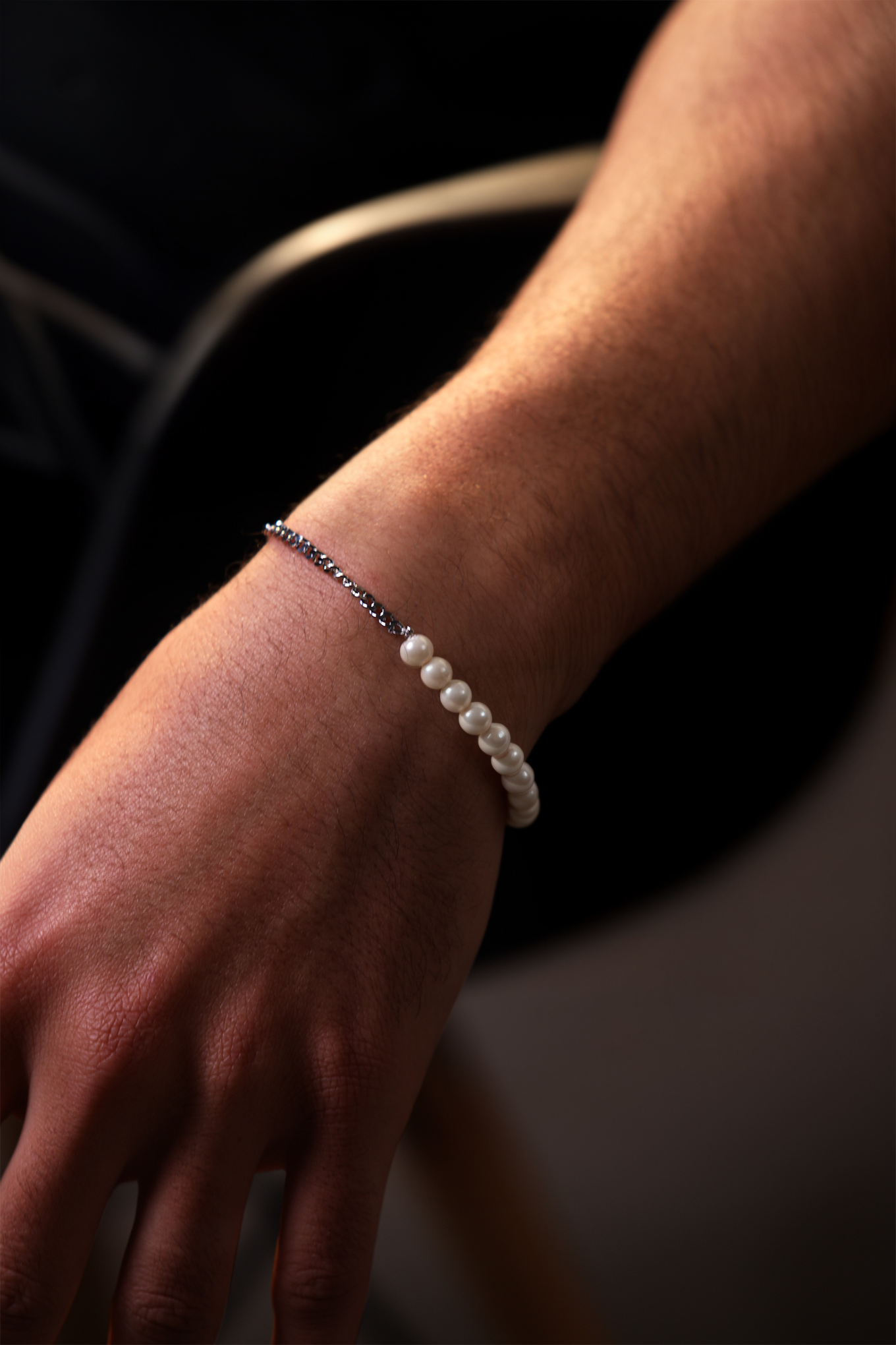 Curb, Fresh Pearl Bracelet, Sterling Silver