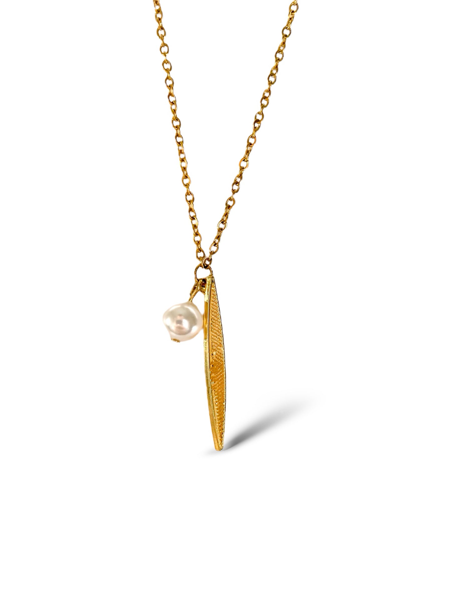 Arrow-Pearl Necklace, Vermeil Gold