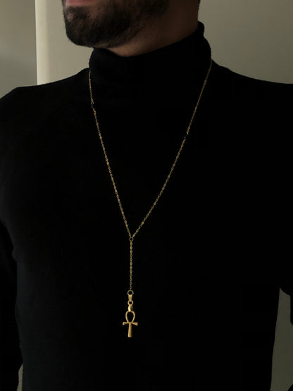 Ankh-X Necklace, Vermeil Gold