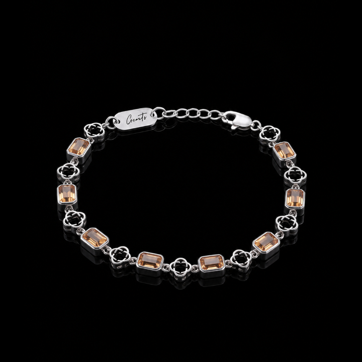 Yellow Clover Gemstone Bracelet, Silver.