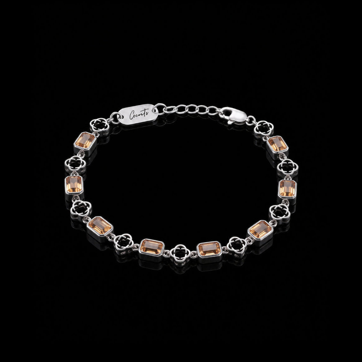 Yellow Clover Gemstone Bracelet, Silver.