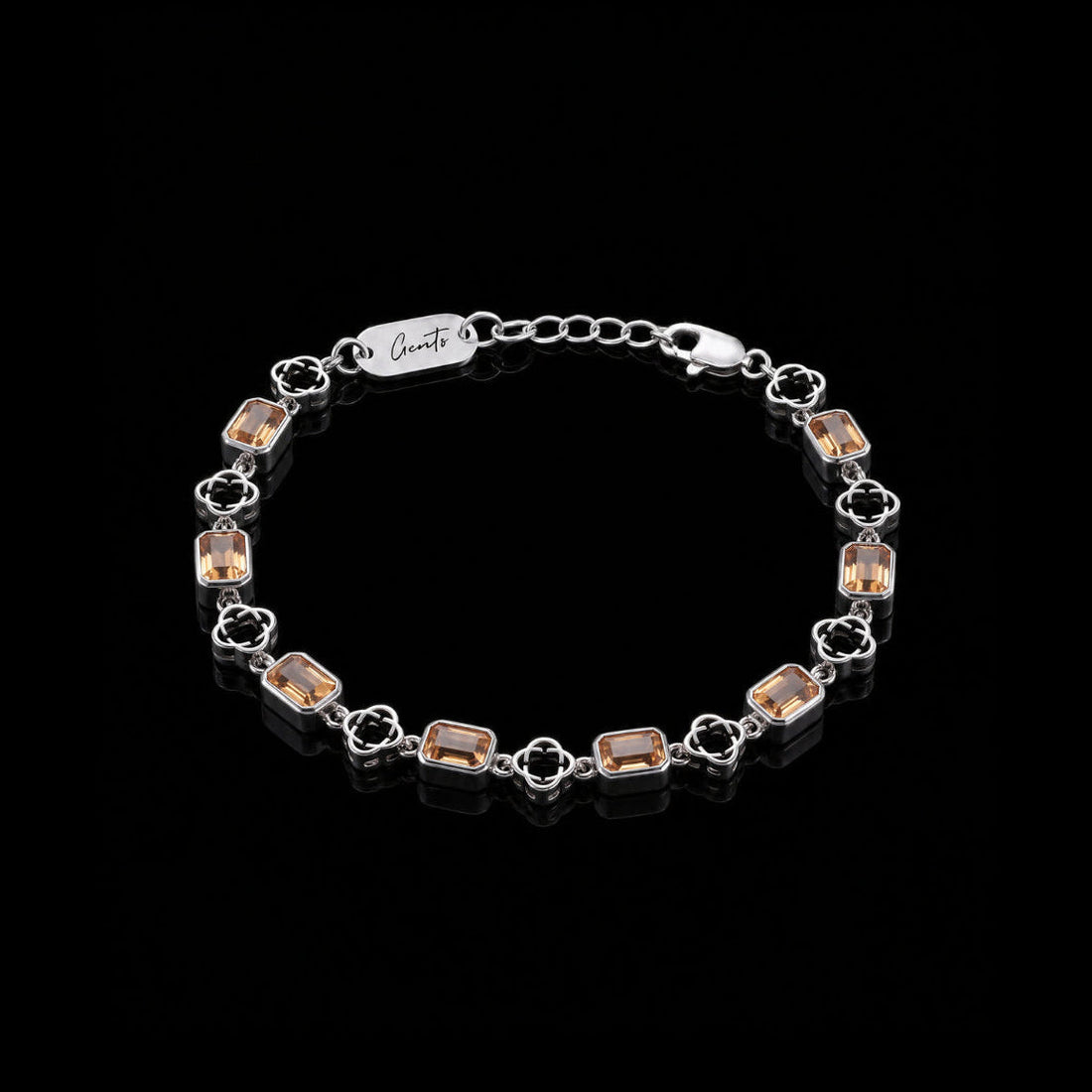 Yellow Clover Gemstone Bracelet, Silver.