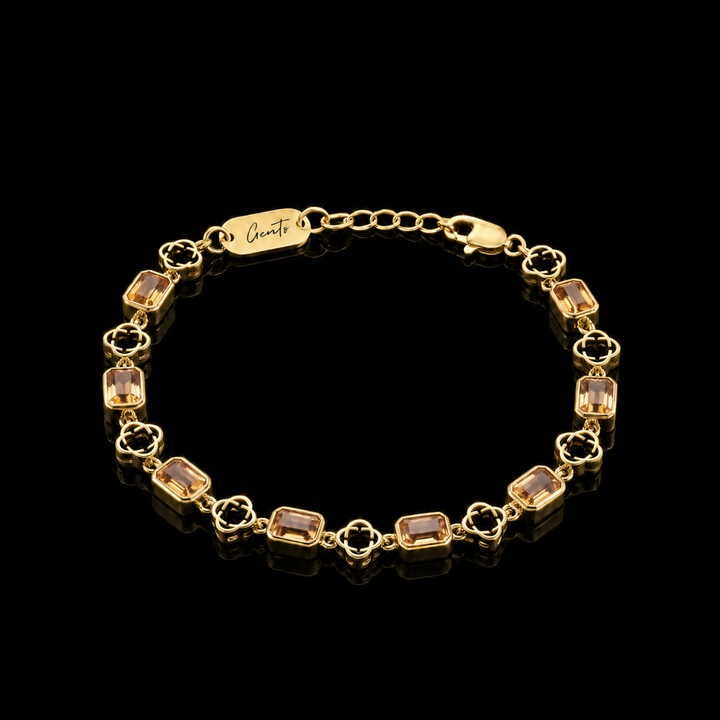 Yellow Clover Gemstone Bracelet, Vermeil Gold.