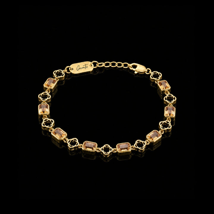 Yellow Clover Gemstone Bracelet, Vermeil Gold.