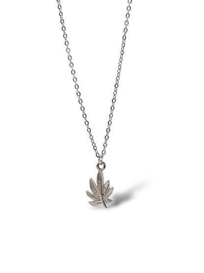 Cannabis Necklace, Sterling Silver