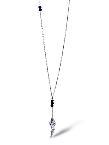 Wing Crystal Black Necklace, Sterling Silver