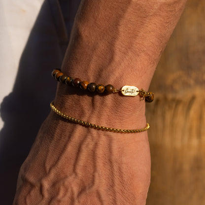 Tiger Eye Stone Bracelet, Gold Vermeil