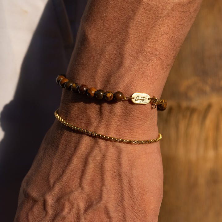 Tiger Eye Stone Bracelet, Gold Vermeil.