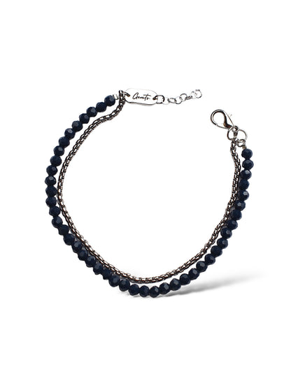 Box-Blue Black Crystal Bracelet, Sterling Silver.