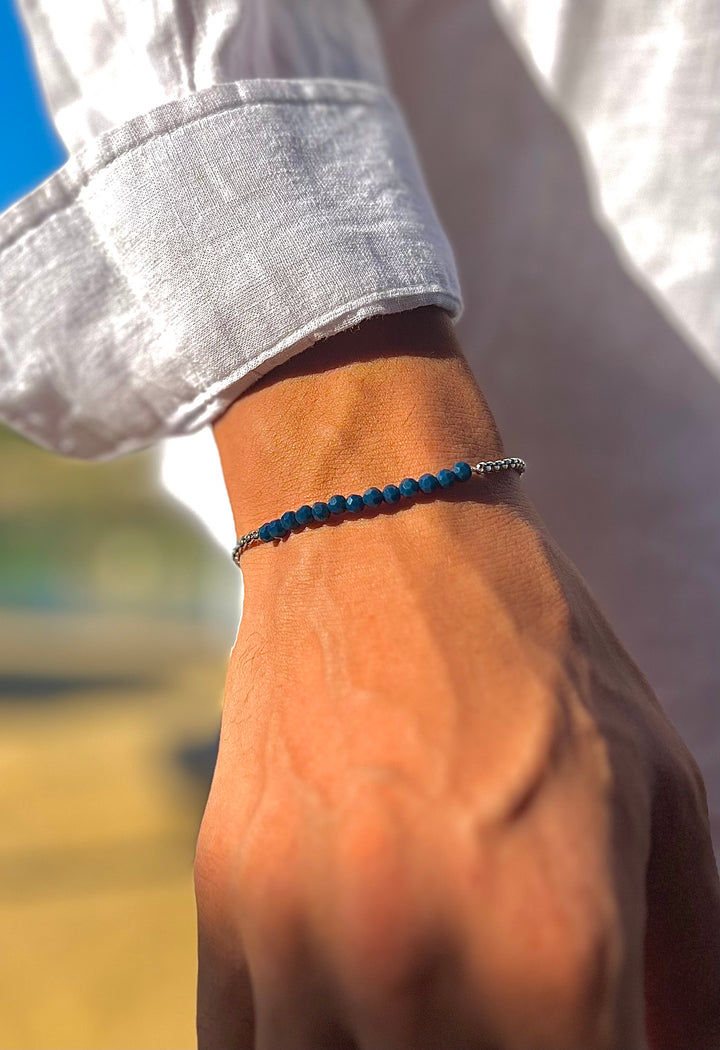 Box-Blue Black Crystal Bracelet, Silver.