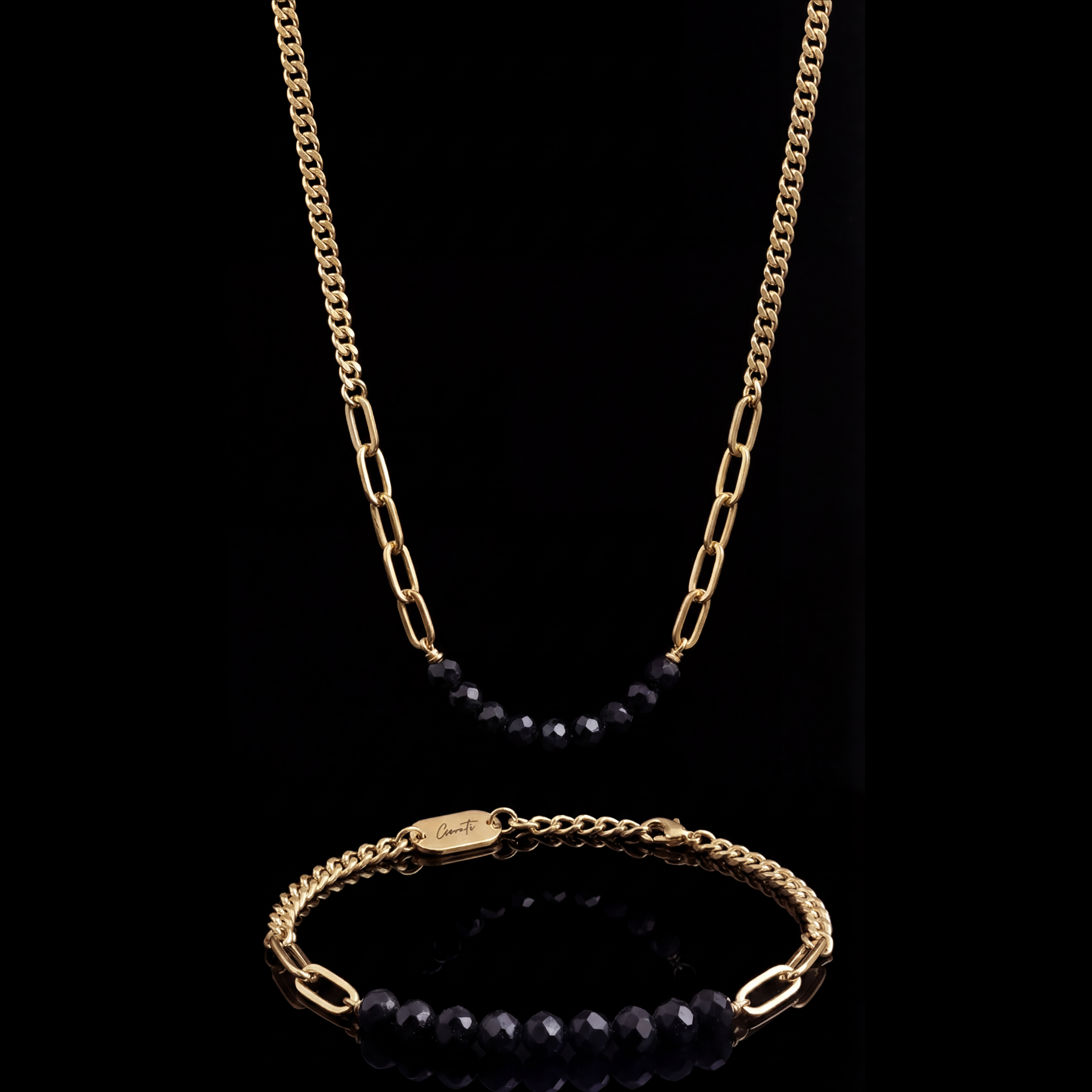 Curb Clip Crystal Gold Set.