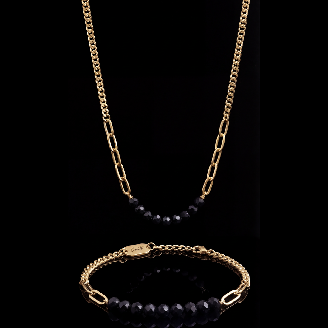 Curb Clip Crystal Gold Set.