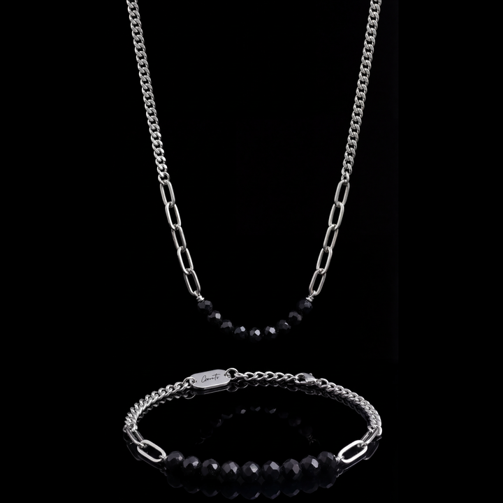 Curb Clip Crystal Silver Set.