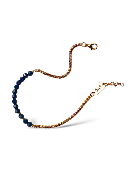 Box-Blue Black Crystal Bracelet, Vermeil Gold.