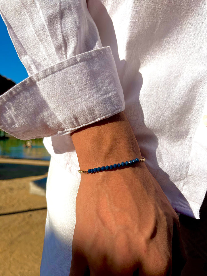 Box-Blue Black Crystal Bracelet, Vermeil Gold.