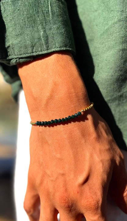 Box-Olive Crystal Bracelet, Vermeil Gold.