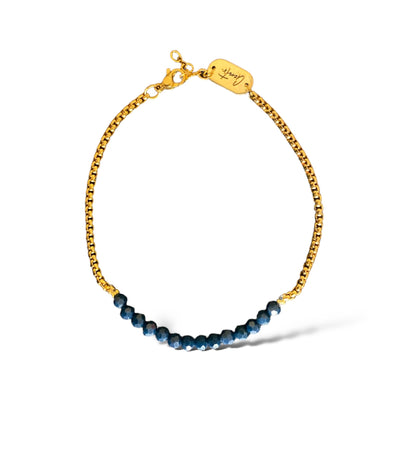 Box-Blue Black Crystal Bracelet, Vermeil Gold.