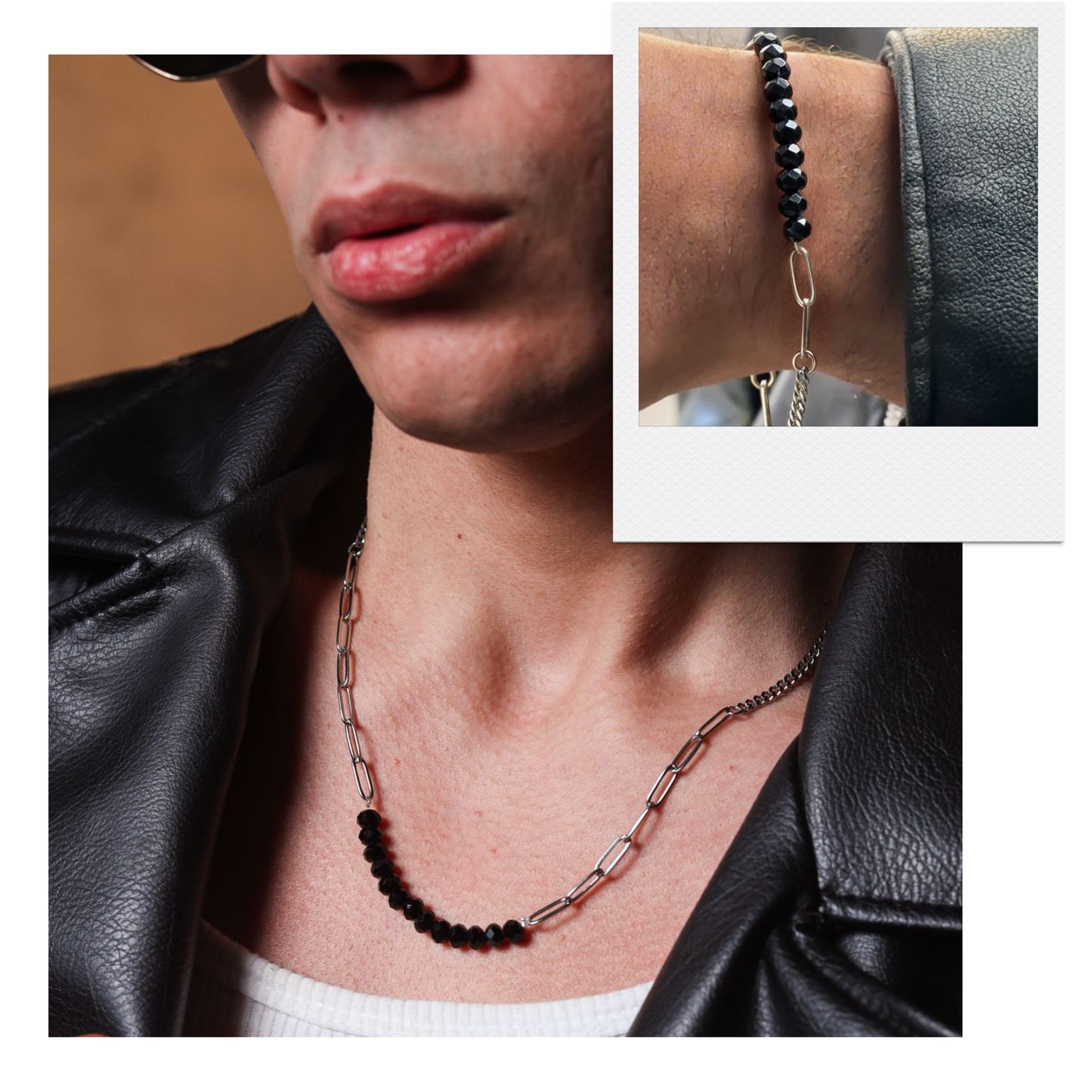 Curb Clip Crystal Silver Set.