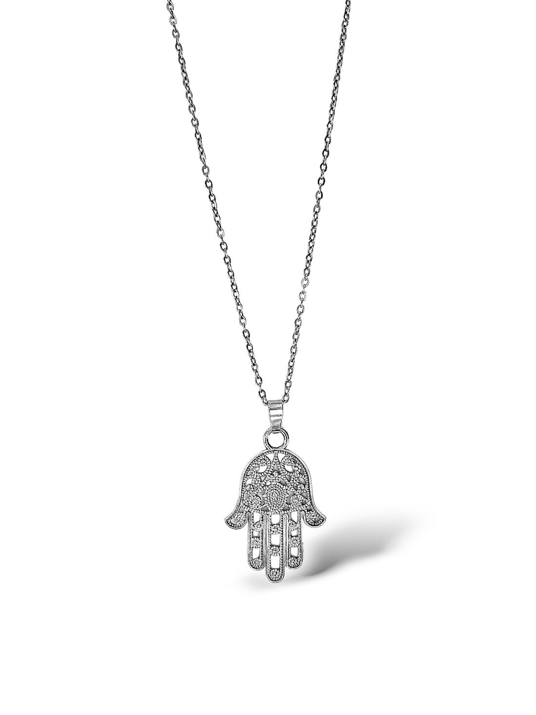 Hamsa Necklace, Silver.