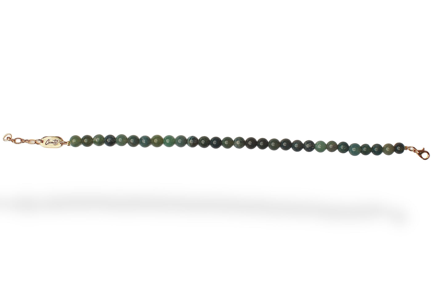 Kambaba Quartz Stone Bracelet 6 mm, Gold Vermeil