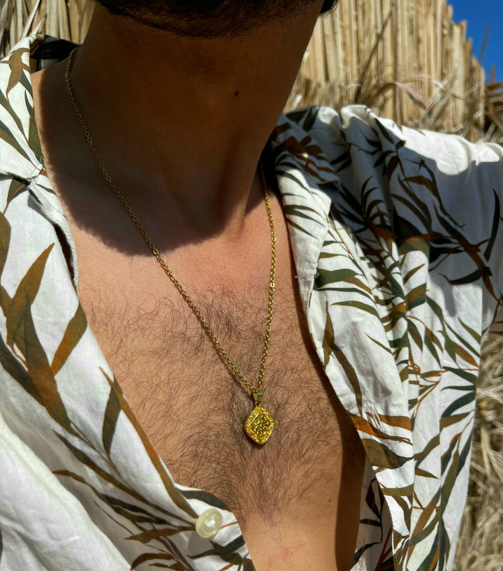 Mandala Necklace, Vermeil Gold.