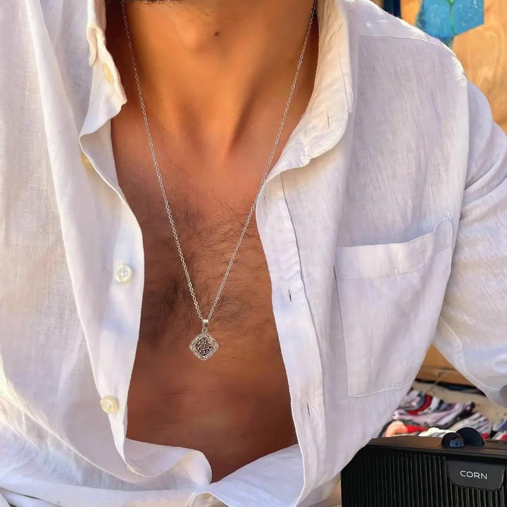 Mandala Necklace, Silver.