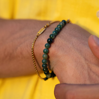 Kambaba Quartz Stone Bracelet, Gold Vermeil
