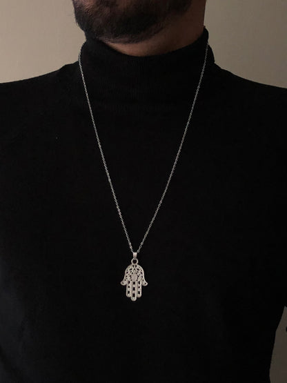 Hamsa Necklace, Sterling Silver