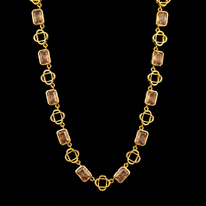 Yellow Clover Gemstone Chain, Vermeil Gold.