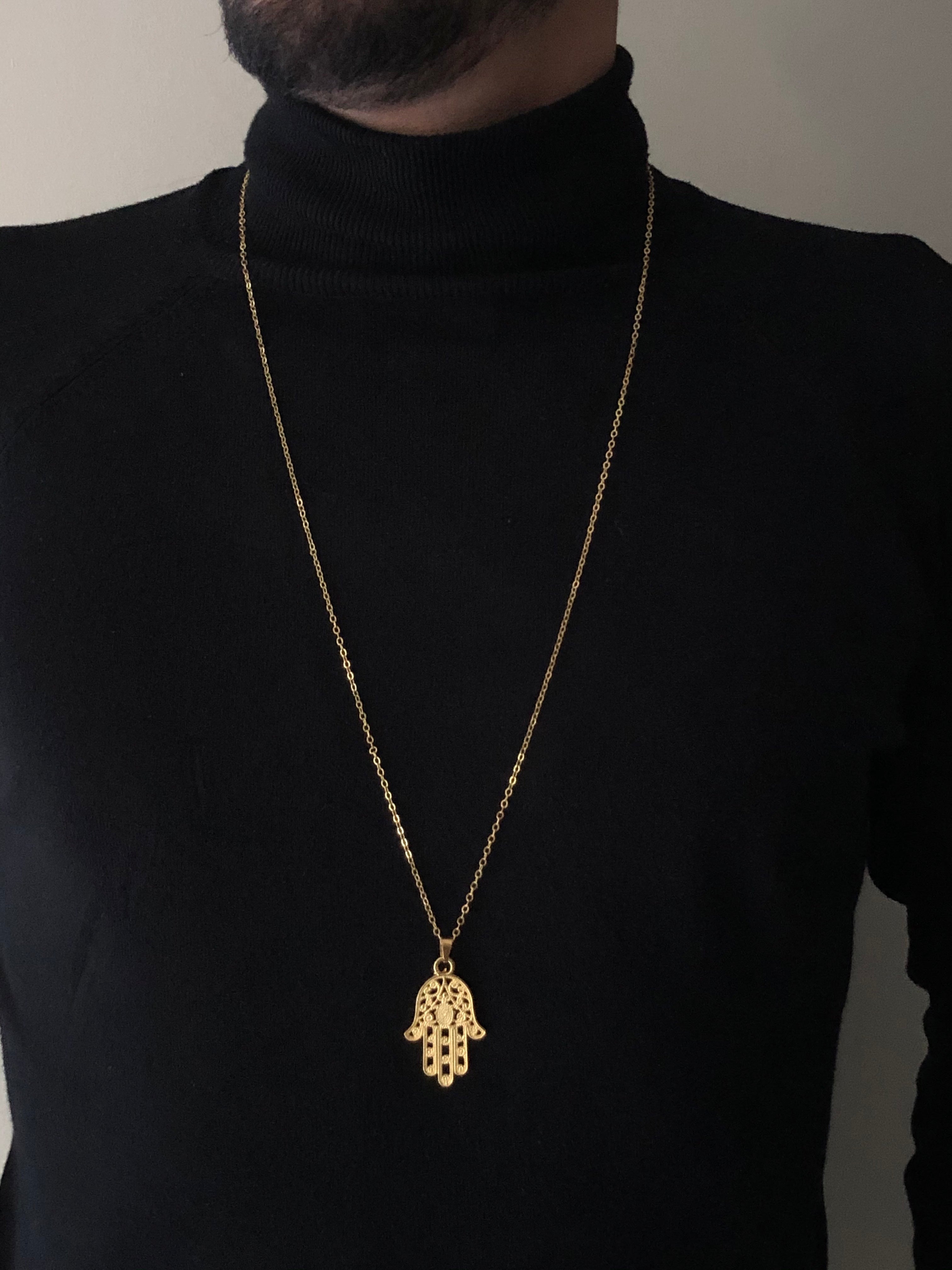 Hamsa Necklace, Vermeil Gold.