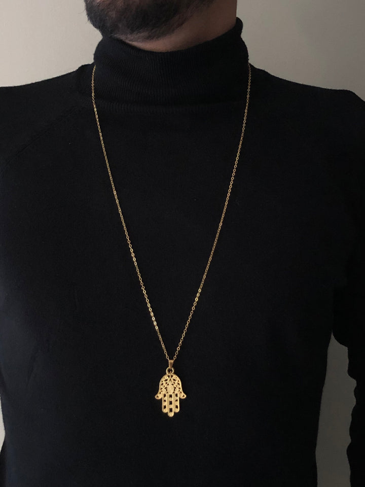Hamsa Necklace, Vermeil Gold.
