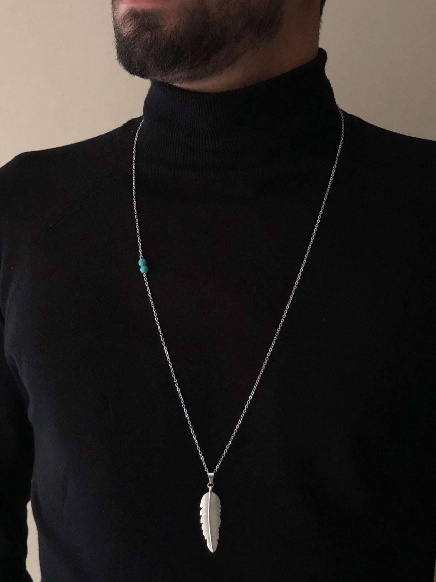 Tree Leaf-Blue Stones Necklace, Sterling Silver