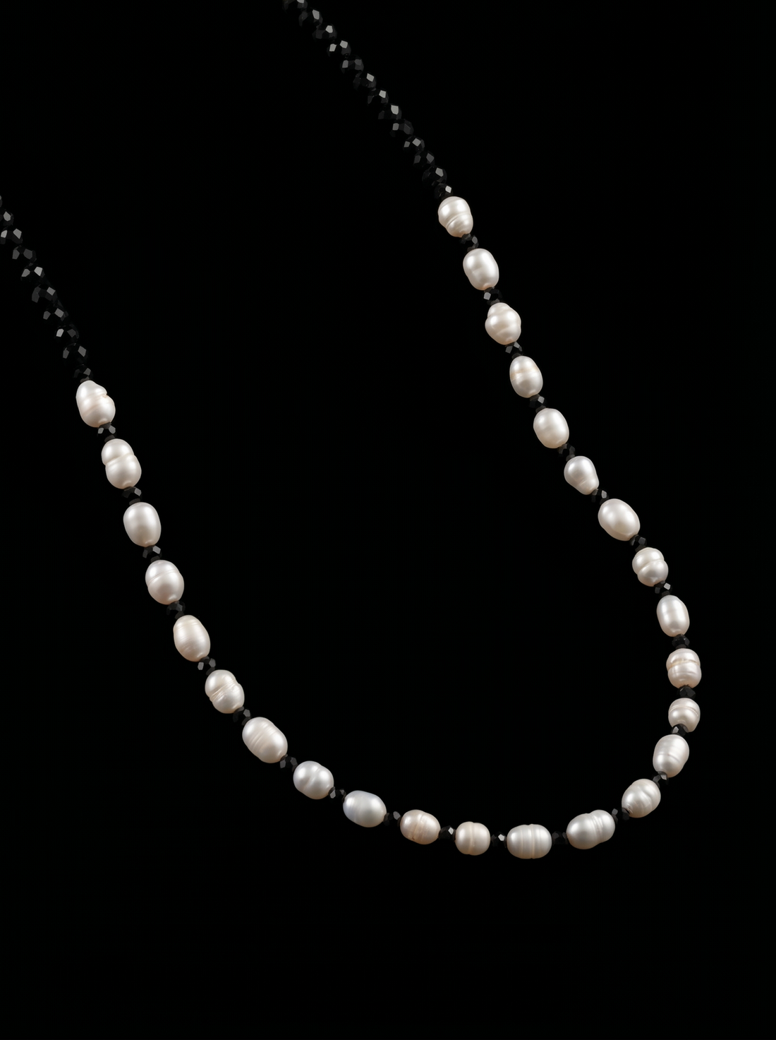 GENTS. Pearl Onyx Stone Chain Freshwater Pearl Black Onyx 18K Gold Vermeil 316L Stainless Steel 50cm Cairo Egypt