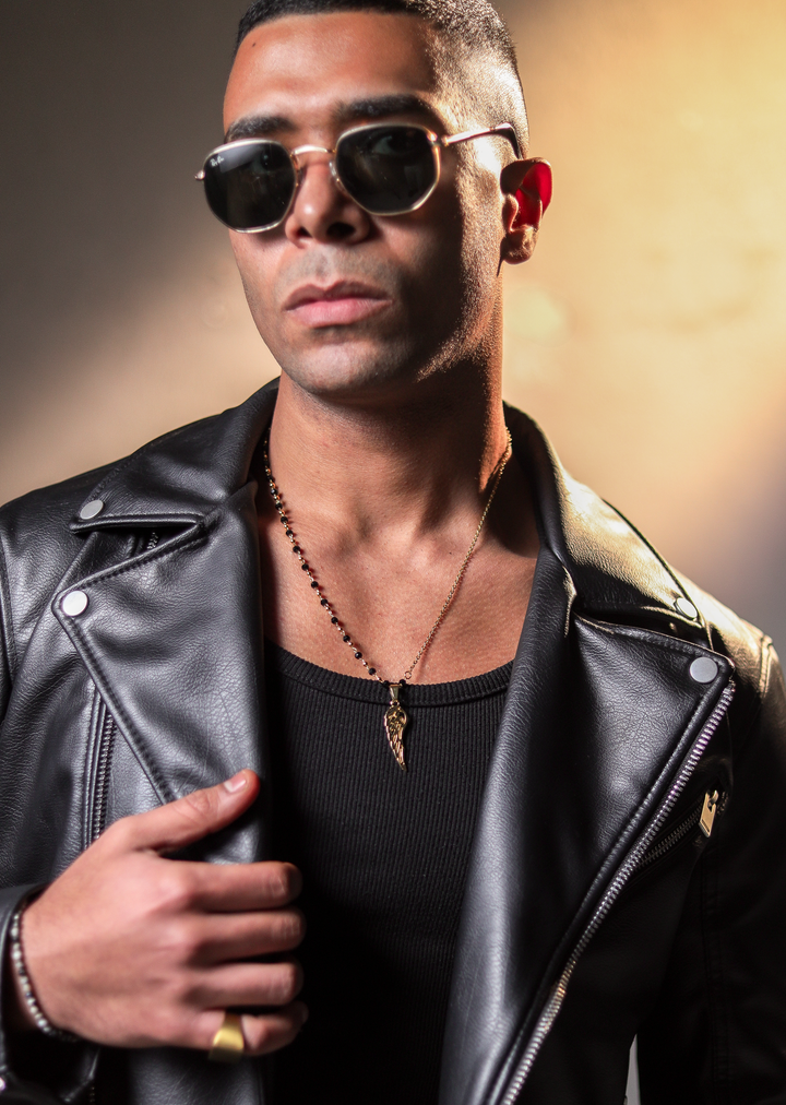 Wing-Black Striped Necklace, Vermeil Gold.