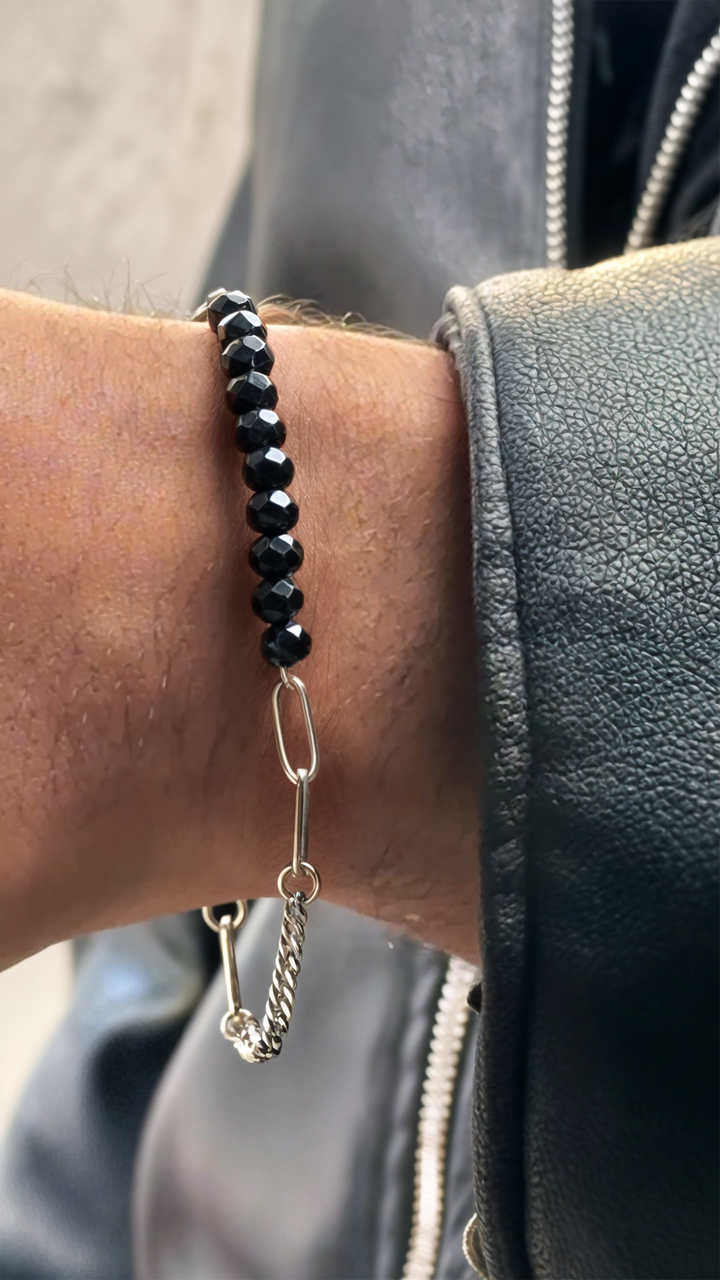 Curb Clip Crystal Bracelet, Silver.