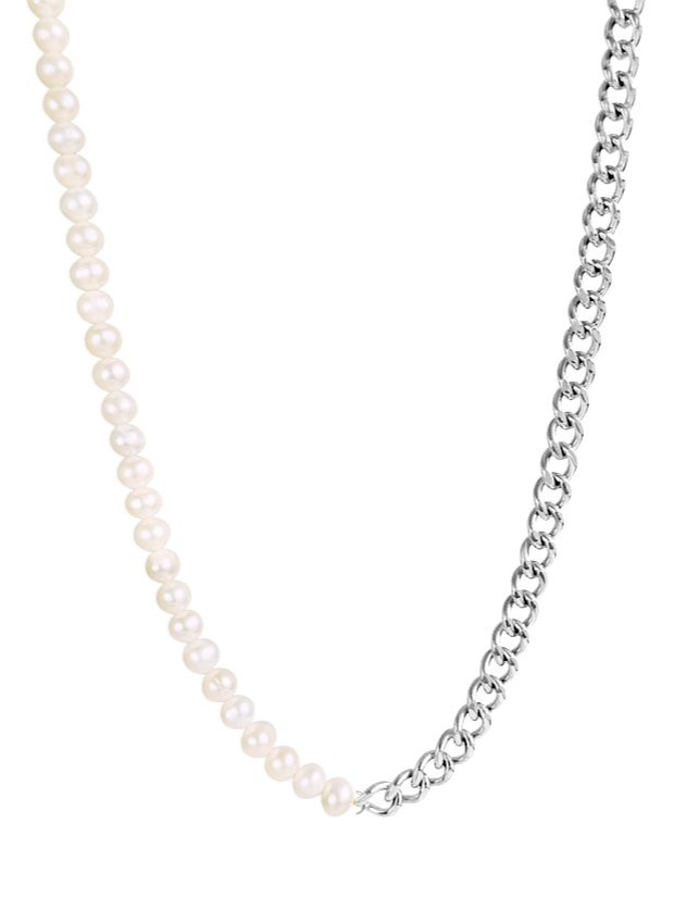 Curb Chain, Fresh Pearl, Sterling Silver