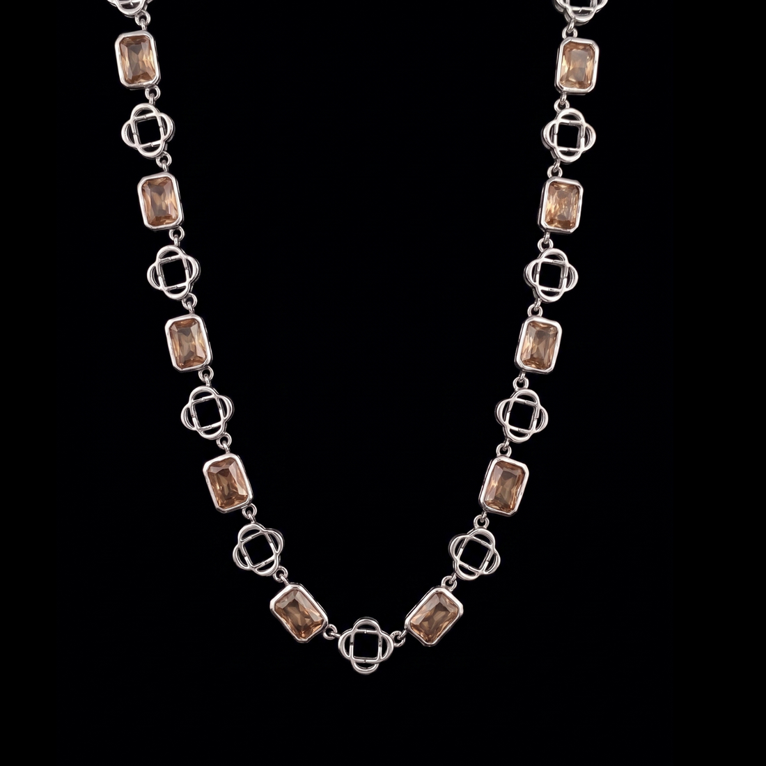 Yellow Clover Gemstone Chain, Silver.