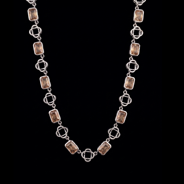 Yellow Clover Gemstone Chain, Silver.