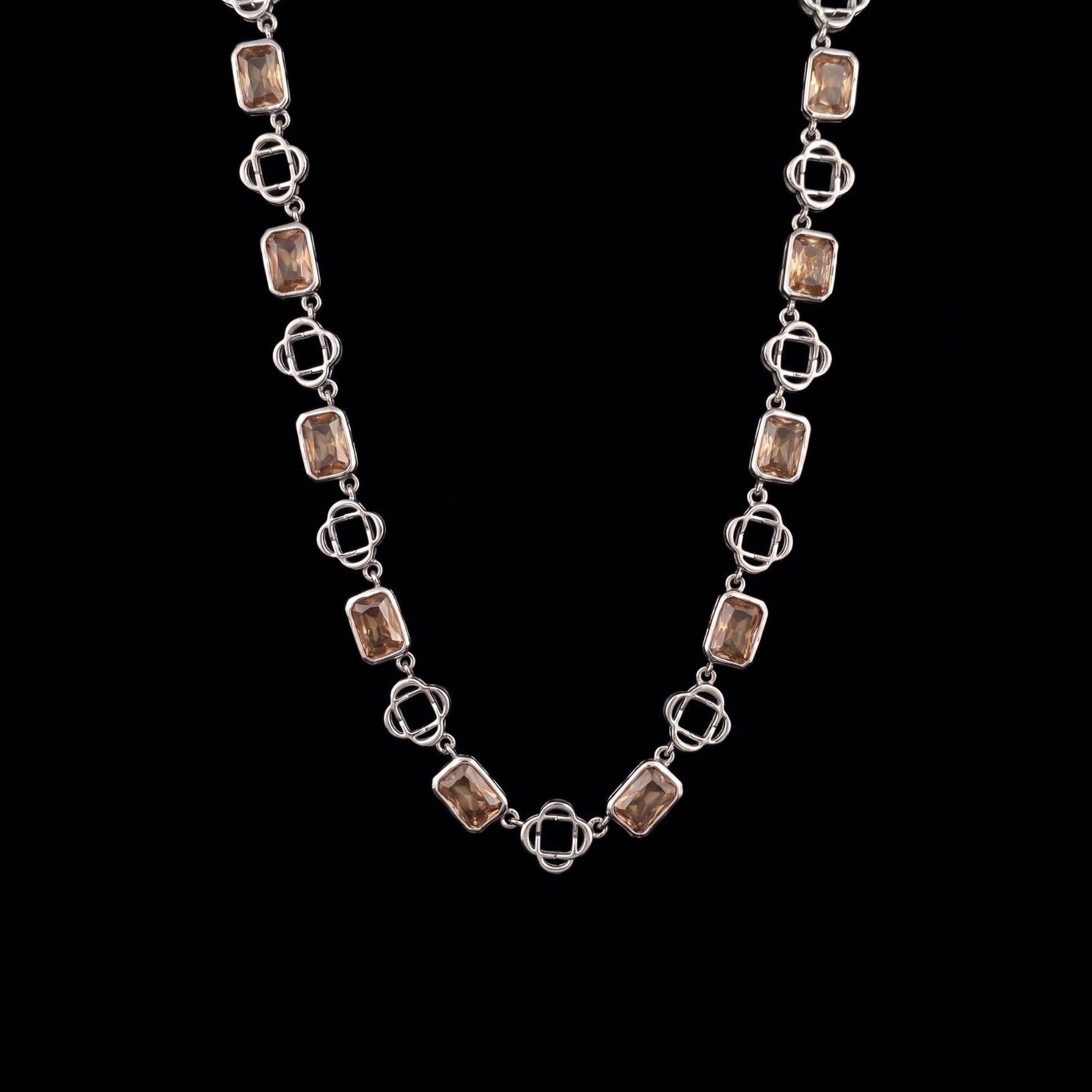 GENTS. Yellow Clover Gemstone Chain, Silver