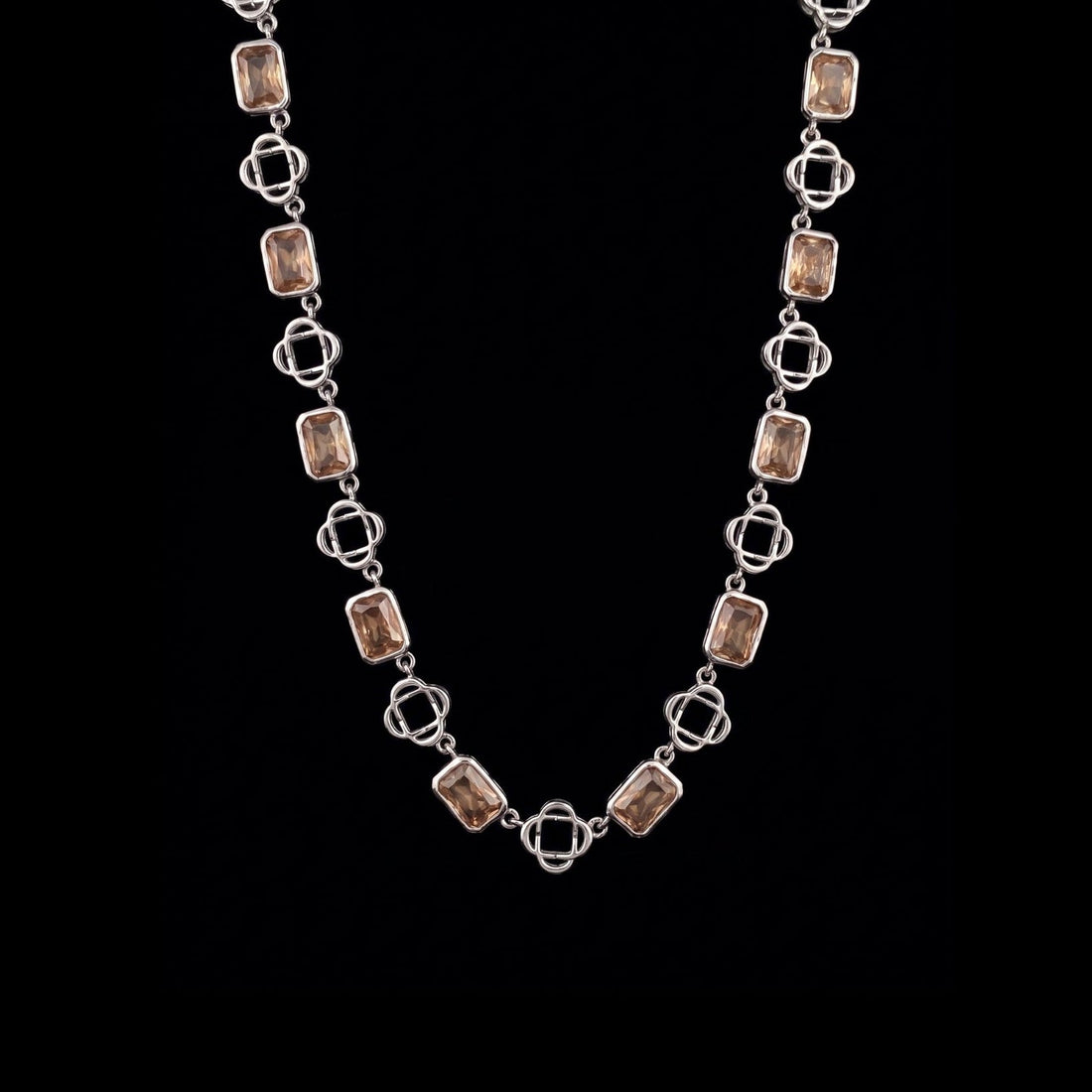 GENTS. Yellow Clover Gemstone Chain, Silver