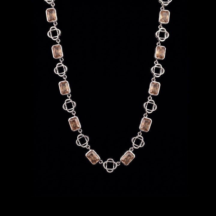 GENTS. Yellow Clover Gemstone Chain, Silver