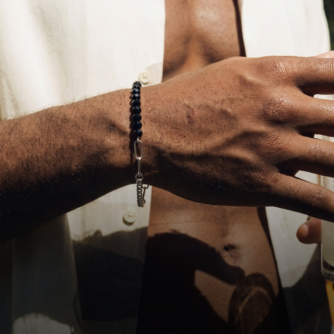 Curb Clip Crystal Bracelet, Silver.