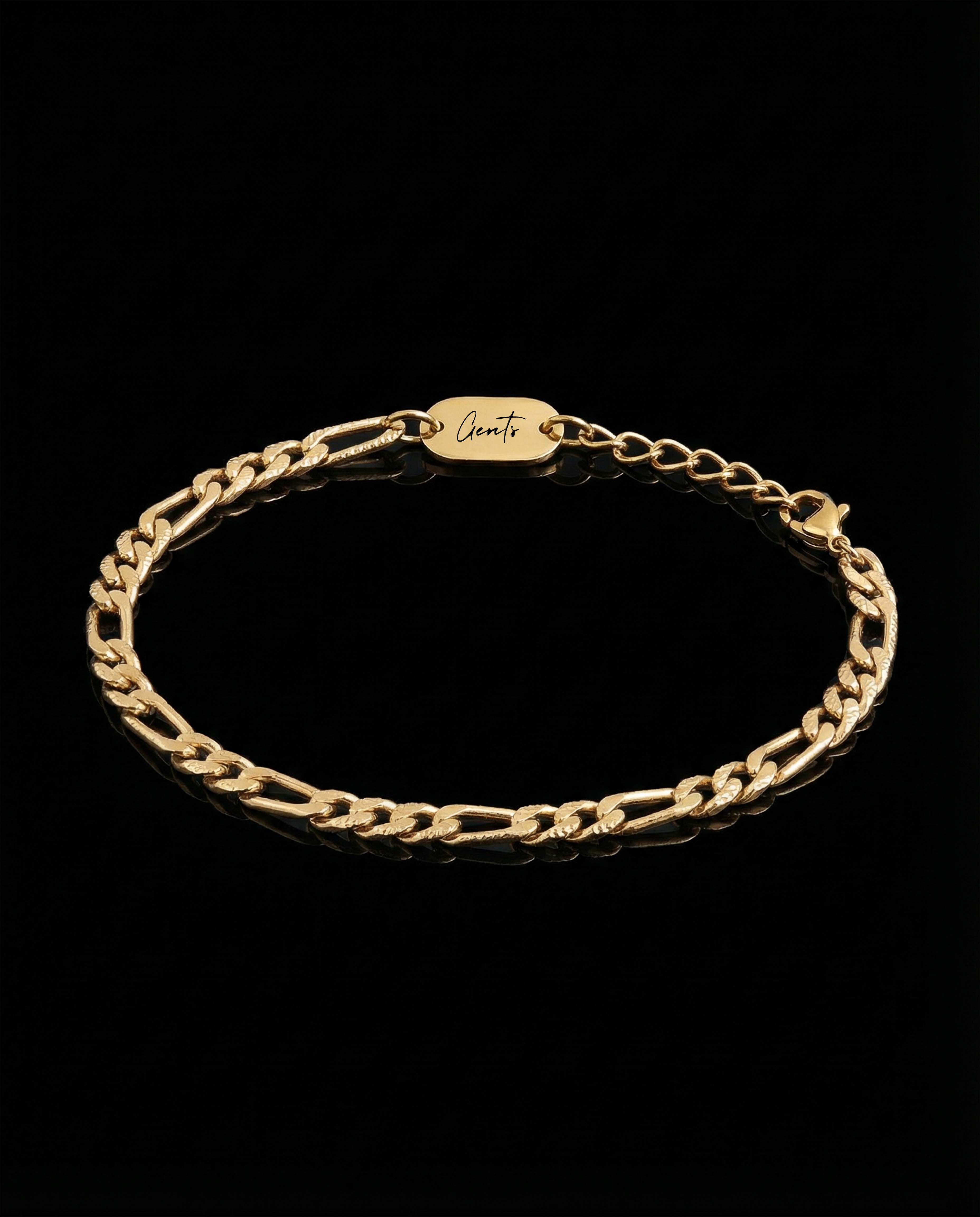 Figaro Chain Bracelet, Gold Vermeil.