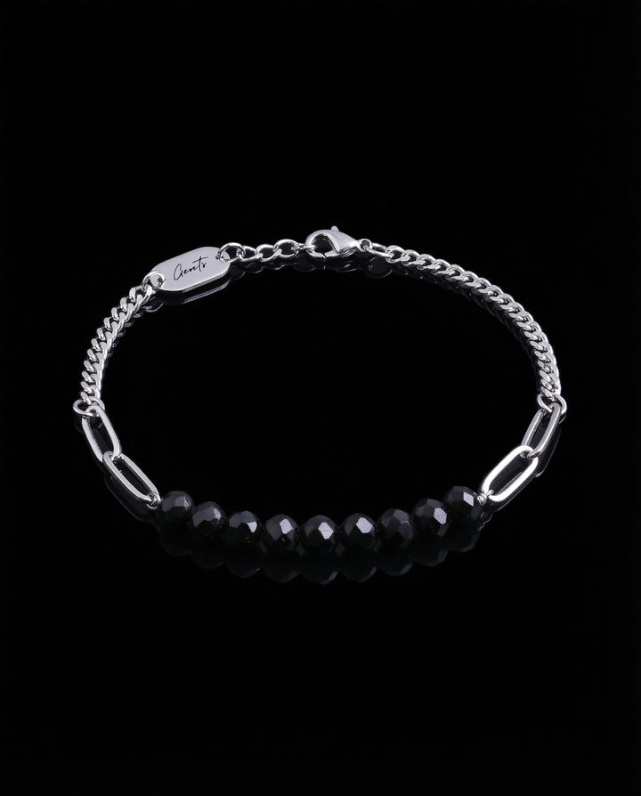Curb Clip Crystal Bracelet, Silver.